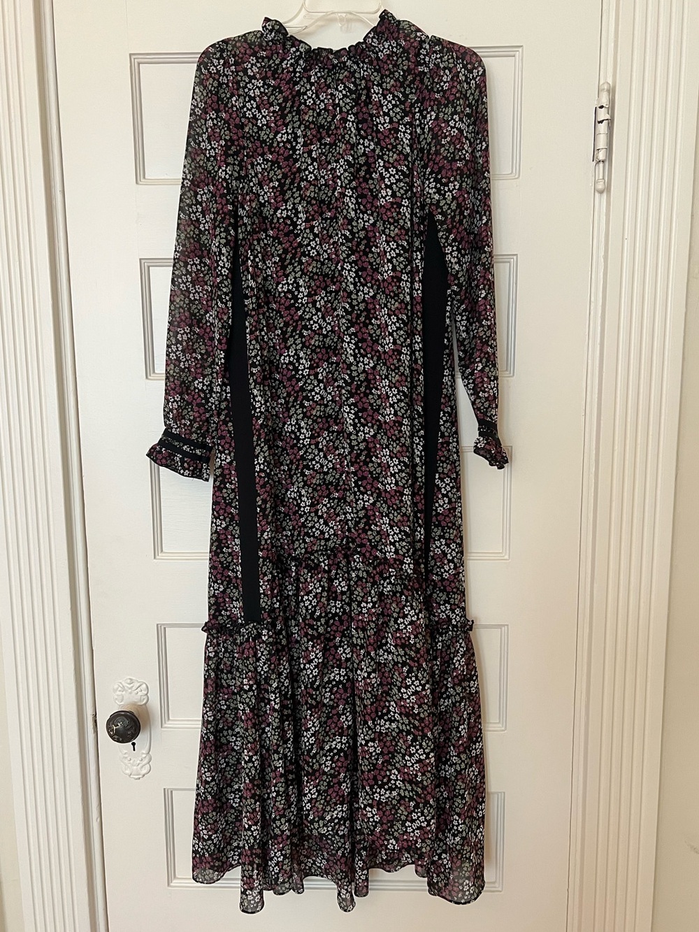 ME+EM micro floral black maxi dress— women’s 8